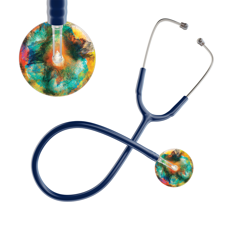 Ultrascope Single Stethoscope US076A1 / Adult / Navy TieDye Stethoscope - Watercolor Designs