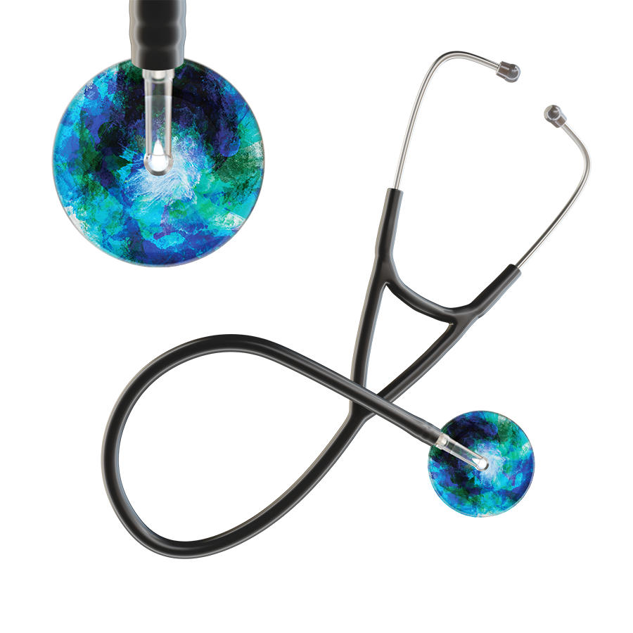 Ultrascope Single Stethoscope US076B2 / Adult / Black TieDye Multi Color Stethoscope - Cardiology Watercolor Designs
