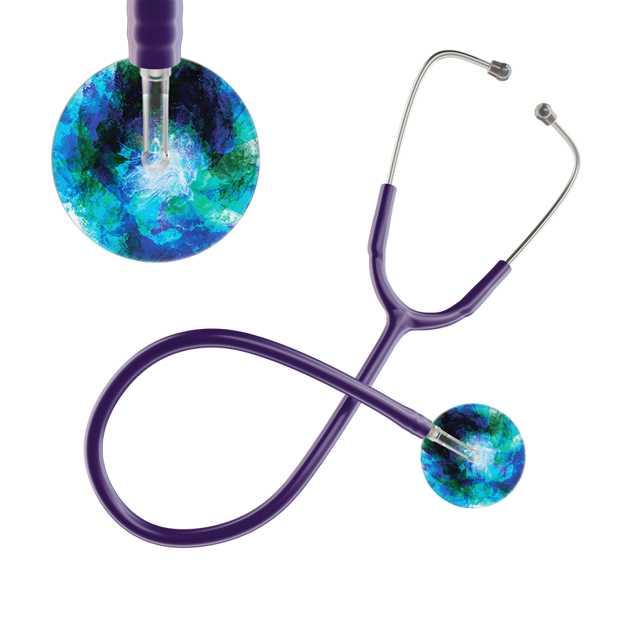 Ultrascope Single Stethoscope US076B2 / Adult / Purple TieDye Stethoscope - Watercolor Designs