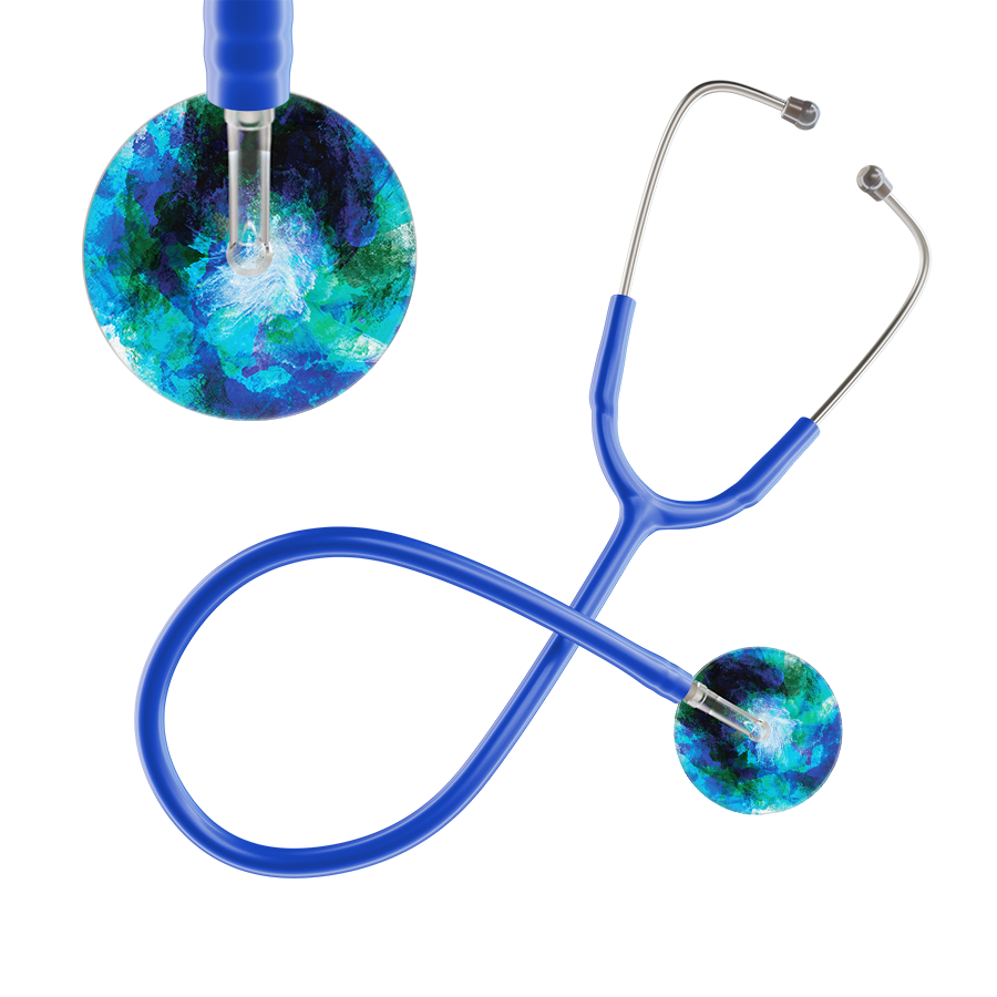 Ultrascope Single Stethoscope US076B2 / Adult / Royal Blue TieDye Stethoscope - Watercolor Designs