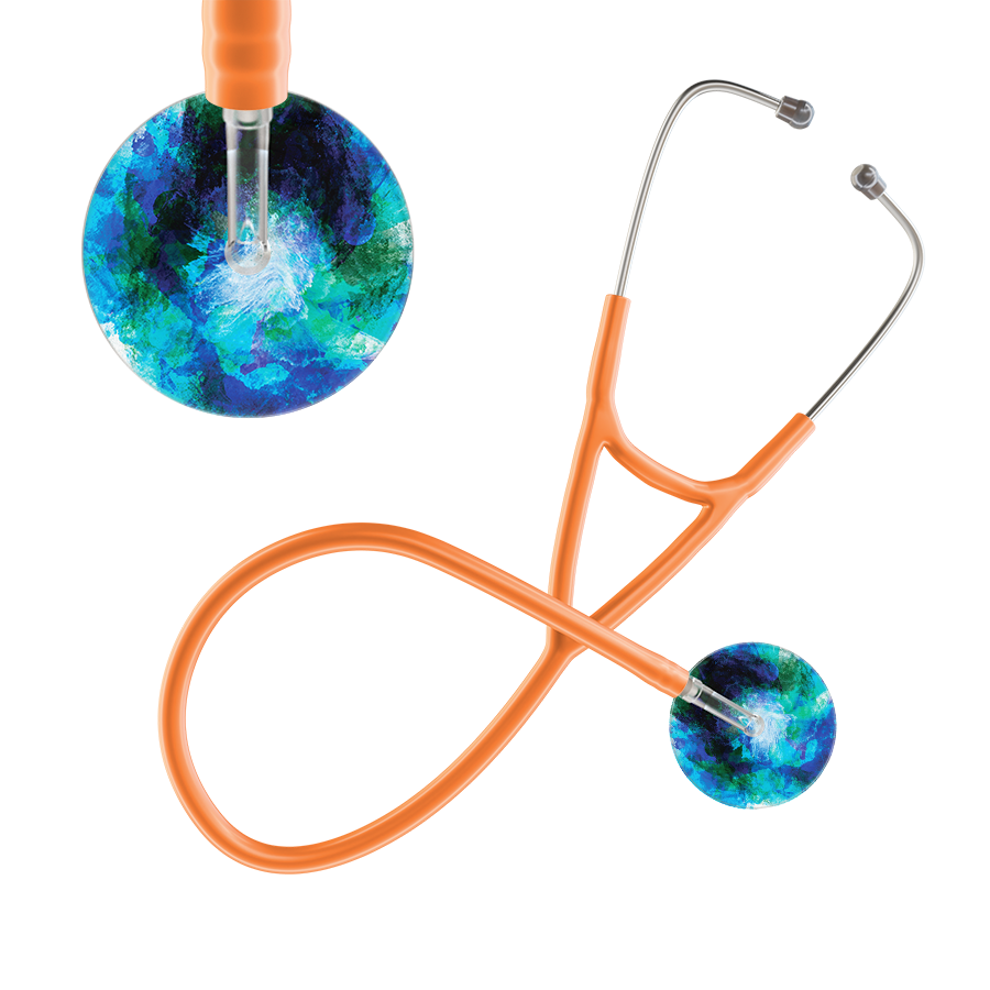 Ultrascope Single Stethoscope US076B2 / Adult / Orange TieDye Stethoscope - Cardiology Watercolor Designs
