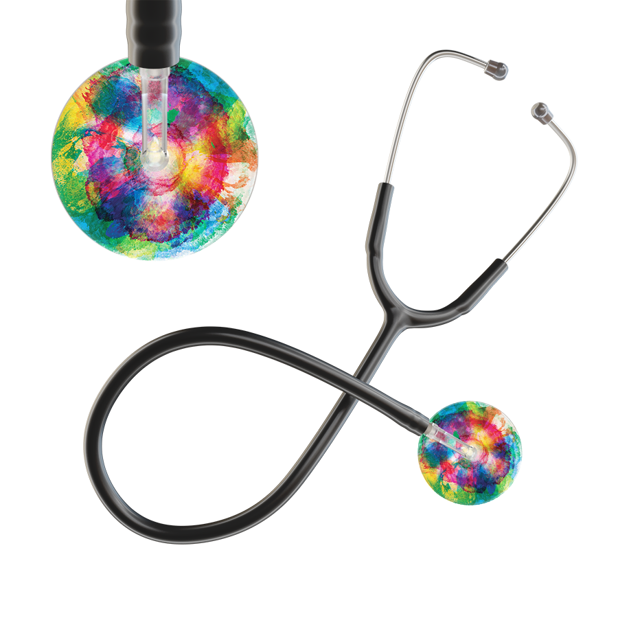Ultrascope Single Stethoscope US076C3 / Adult / Black TieDye Stethoscope - Watercolor Designs