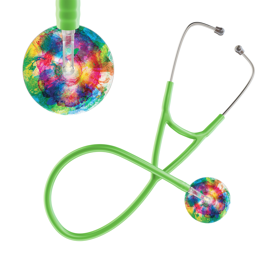 Ultrascope Single Stethoscope US076C3 / Adult / Lime Green TieDye Stethoscope - Cardiology Watercolor Designs