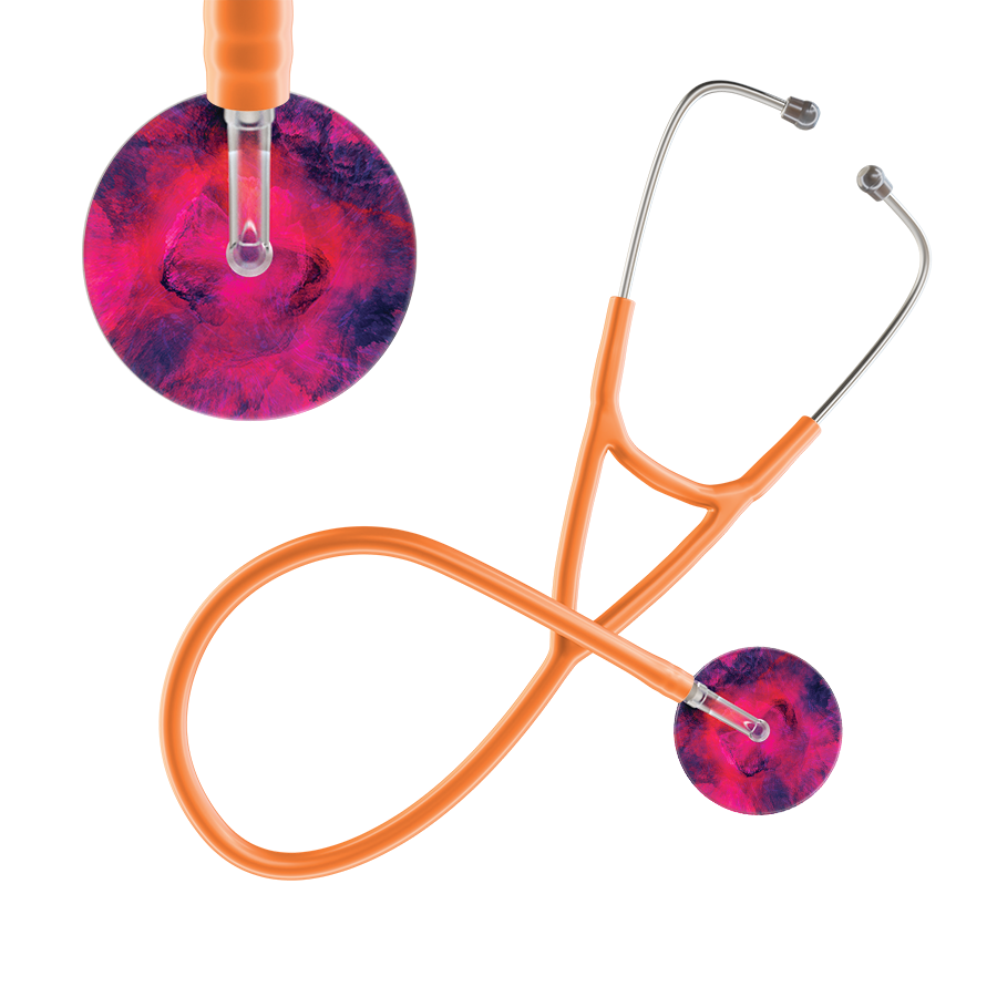 Ultrascope Single Stethoscope US076D4 / Adult / Orange TieDye Stethoscope - Cardiology Watercolor Designs