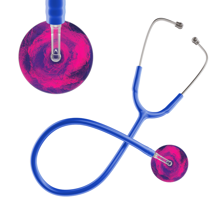 Ultrascope Single Stethoscope US076E5 / Adult / Royal Blue TieDye Stethoscope - Watercolor Designs
