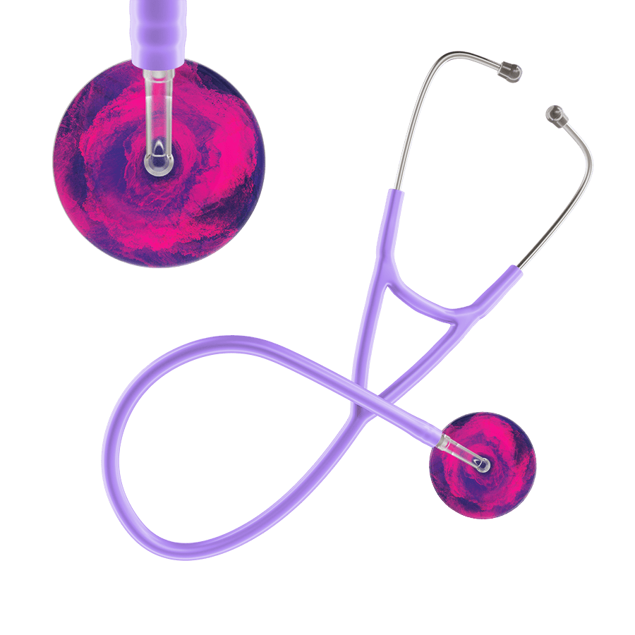 Ultrascope Single Stethoscope US076E5 / Adult / Lavender TieDye Stethoscope - Cardiology Watercolor Designs