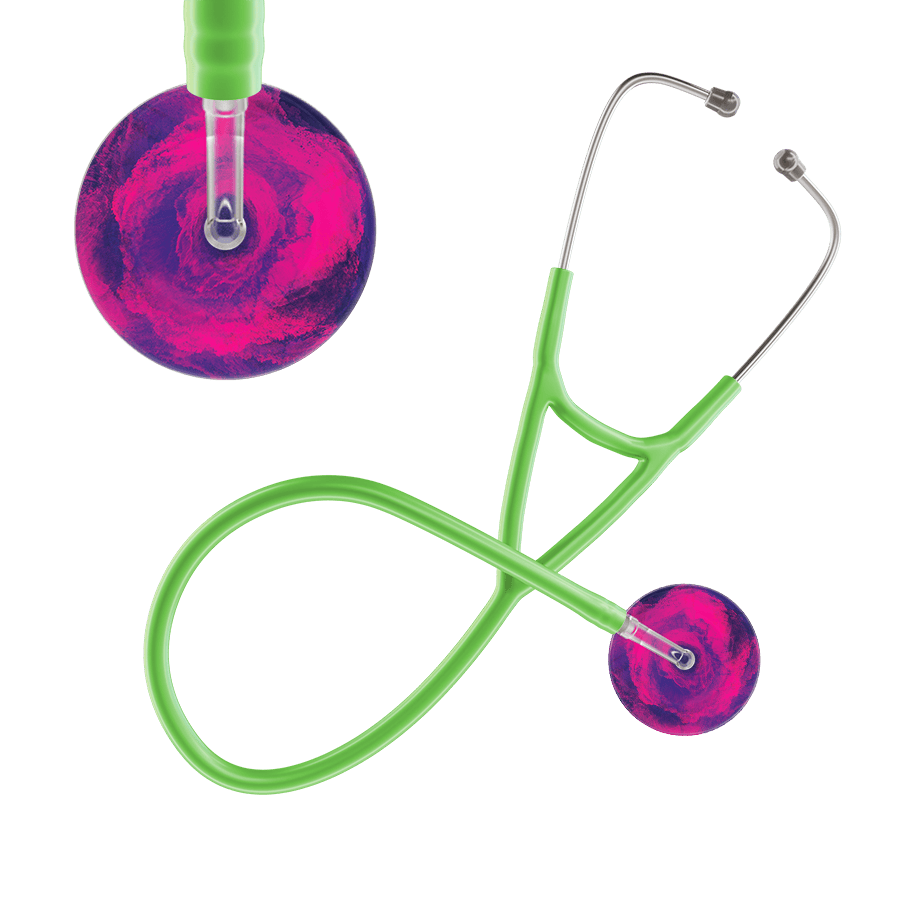 Ultrascope Single Stethoscope US076E5 / Adult / Lime Green TieDye Stethoscope - Cardiology Watercolor Designs