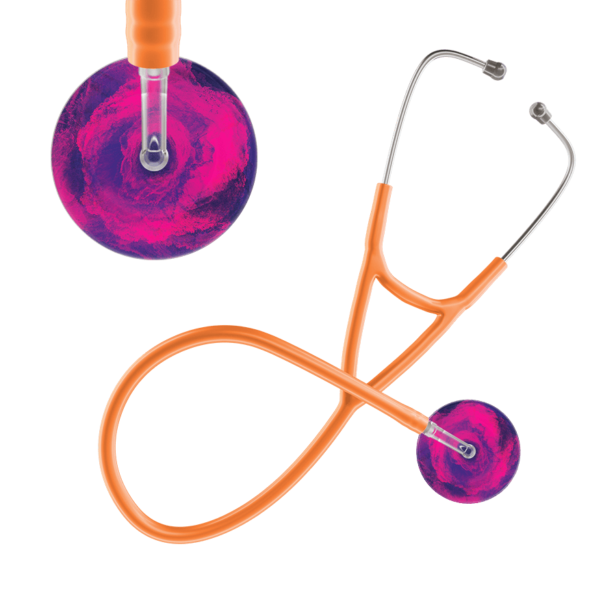 Ultrascope Single Stethoscope US076E5 / Adult / Orange TieDye Stethoscope - Cardiology Watercolor Designs