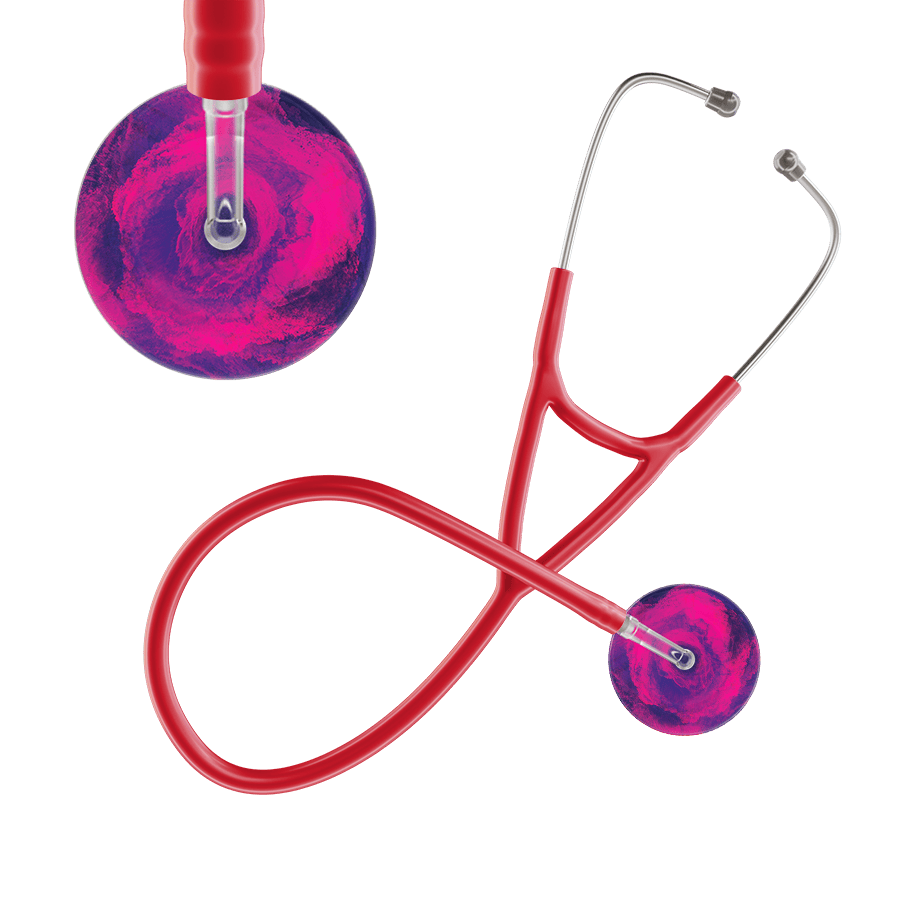 Ultrascope Single Stethoscope US076E5 / Adult / Red TieDye Stethoscope - Cardiology Watercolor Designs