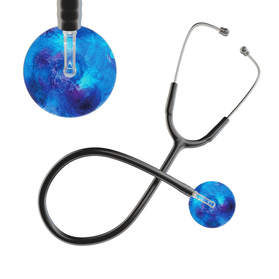 Ultrascope Single Stethoscope US076F6 / Adult / Black TieDye Stethoscope - Watercolor Designs
