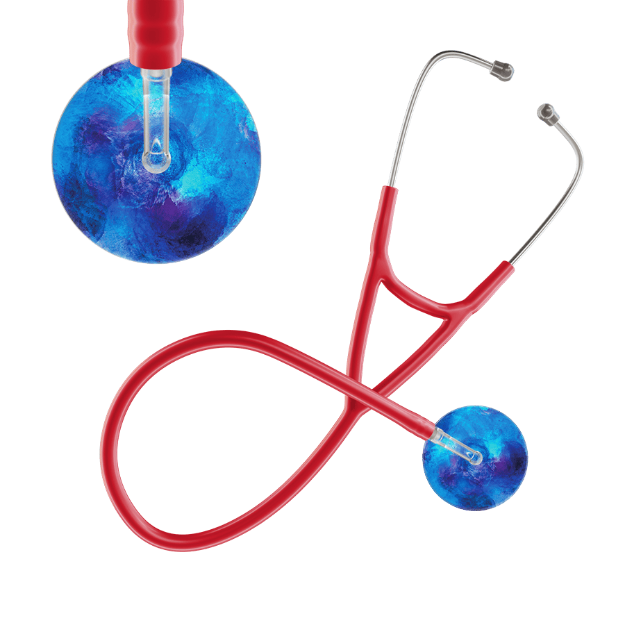 Ultrascope Single Stethoscope US076F6 / Adult / Red TieDye Stethoscope - Cardiology Watercolor Designs