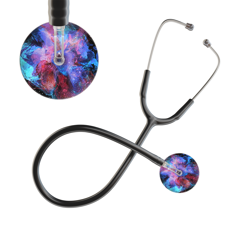 Ultrascope Single Stethoscope US076G7 / Adult / Black TieDye Stethoscope - Watercolor Designs