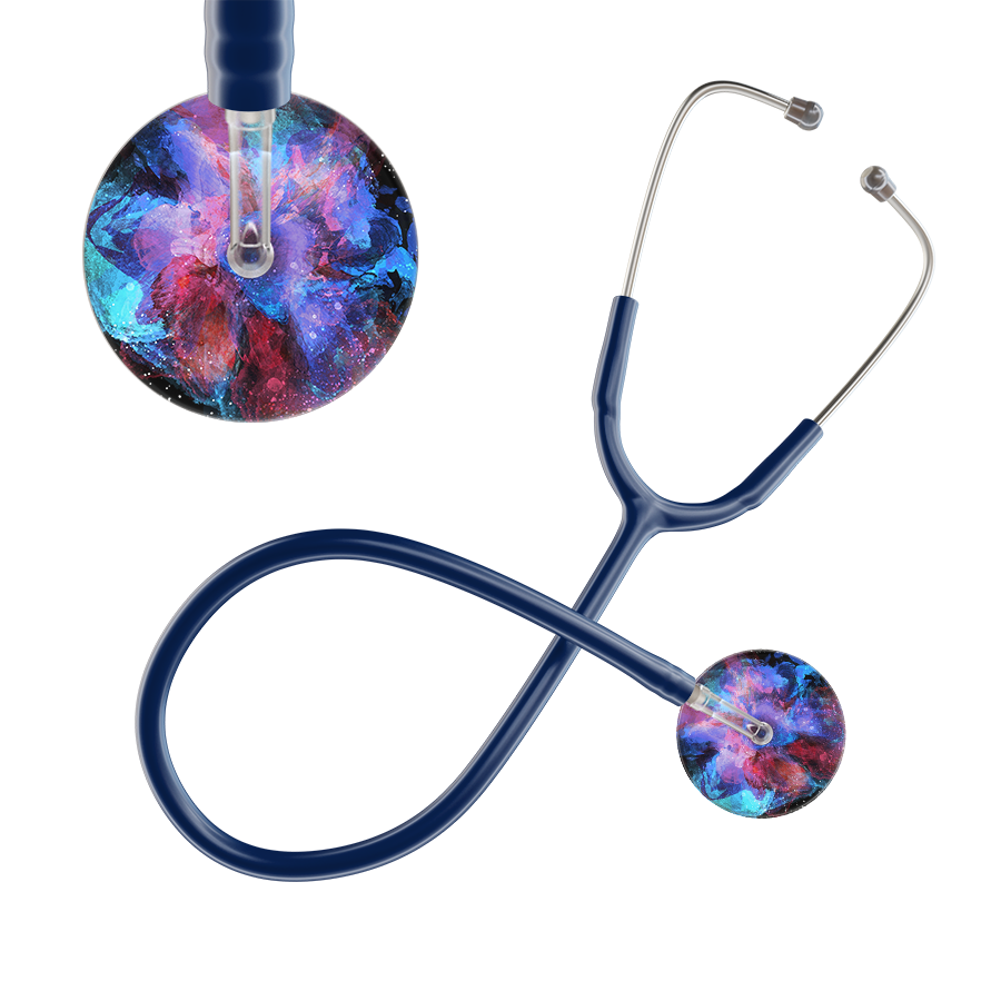 Ultrascope Single Stethoscope US076G7 / Adult / Navy TieDye Stethoscope - Watercolor Designs