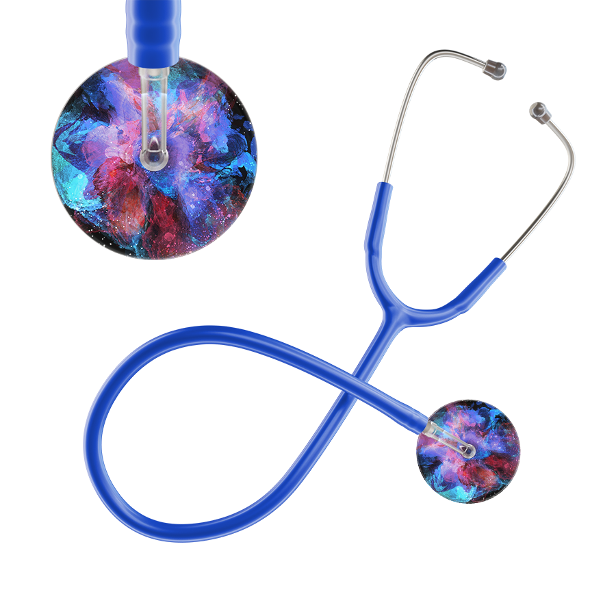Ultrascope Single Stethoscope US076G7 / Adult / Royal Blue TieDye Stethoscope - Watercolor Designs