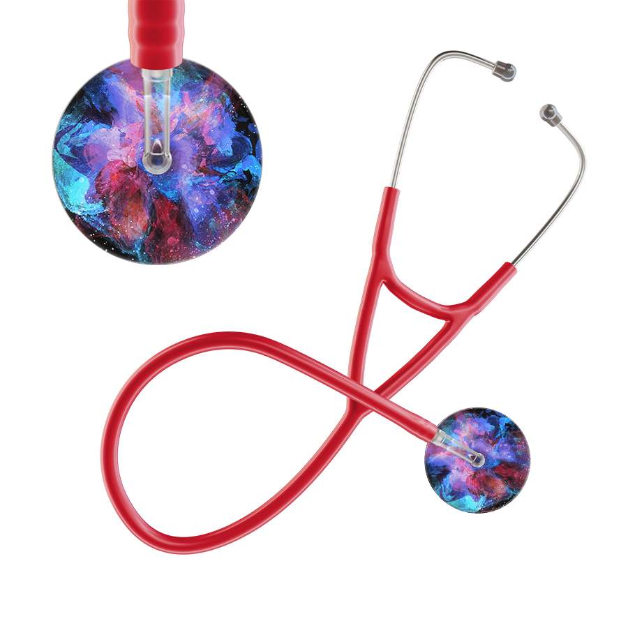 Ultrascope Single Stethoscope US076G7 / Adult / Red TieDye Stethoscope - Cardiology Watercolor Designs