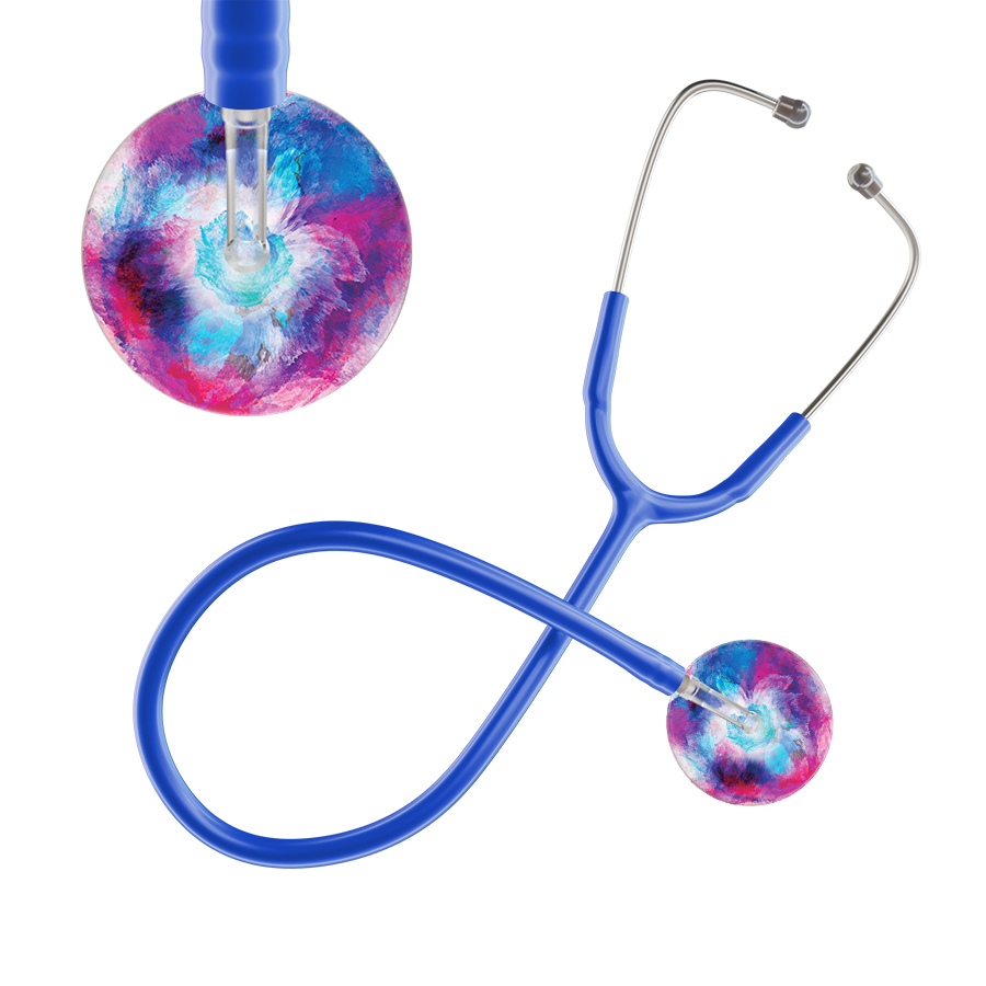 Ultrascope Single Stethoscope US076H8 / Adult / Royal Blue TieDye Stethoscope - Watercolor Designs
