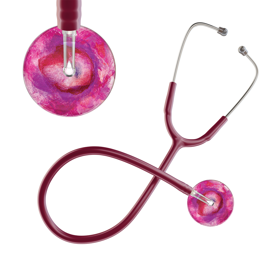 Ultrascope Single Stethoscope US076I9 / Adult / Burgundy TieDye Single Color Stethoscope - Watercolor Designs