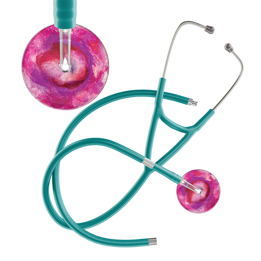 Ultrascope Single Stethoscope US076I9 / Pediatric / Jade Extended Tubing TieDye Single Color Stethoscope - Cardiology Watercolor Designs