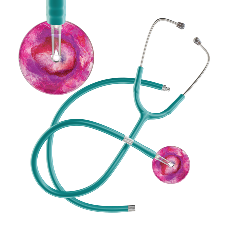 Ultrascope Single Stethoscope US076I9 / Adult / Jade Extended Tubing TieDye Single Color Stethoscope - Watercolor Designs