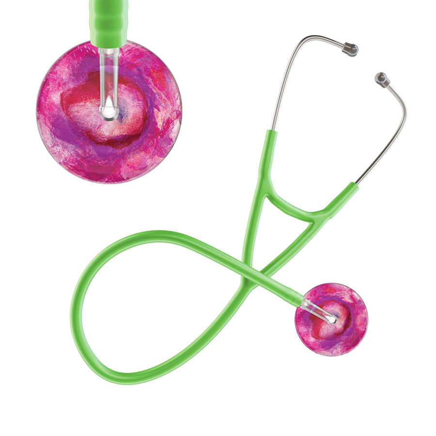 Ultrascope Single Stethoscope US076I9 / Adult / Lime Green TieDye Single Color Stethoscope - Cardiology Watercolor Designs