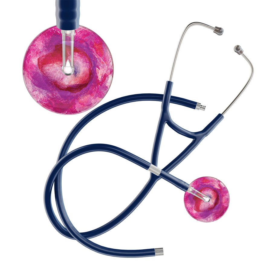 Ultrascope Single Stethoscope US076I9 / Adult / Navy Extended Tubing TieDye Single Color Stethoscope - Cardiology Watercolor Designs