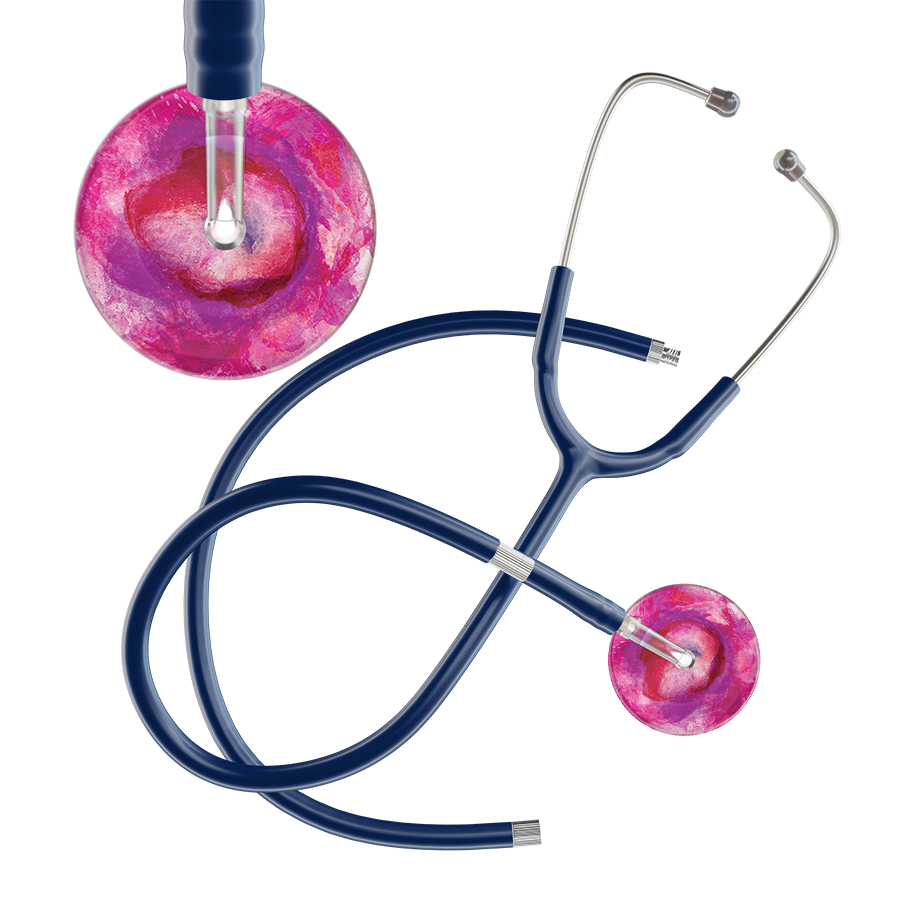 Ultrascope Single Stethoscope US076I9 / Adult / Navy Extended Tubing TieDye Single Color Stethoscope - Watercolor Designs