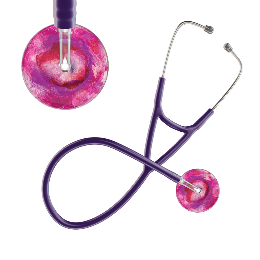 Ultrascope Single Stethoscope US076I9 / Adult / Purple TieDye Single Color Stethoscope - Cardiology Watercolor Designs