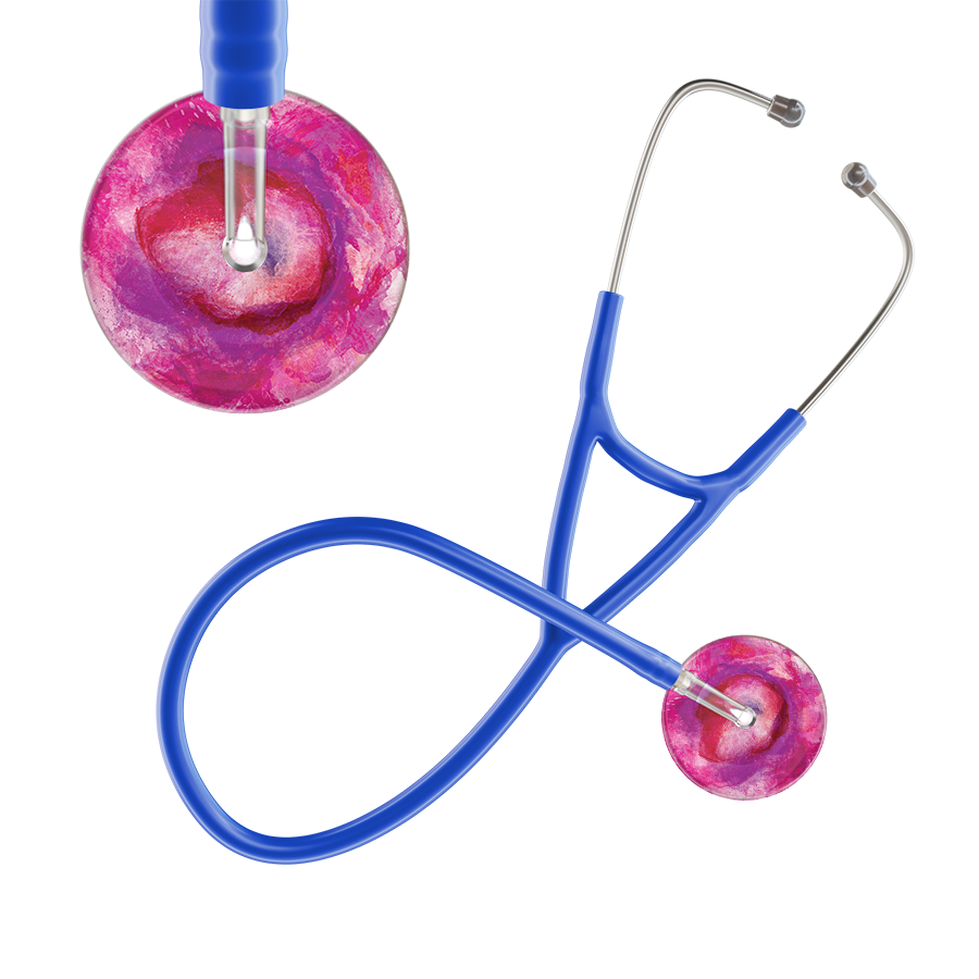 Ultrascope Single Stethoscope US076I9 / Adult / Royal Blue TieDye Single Color Stethoscope - Cardiology Watercolor Designs