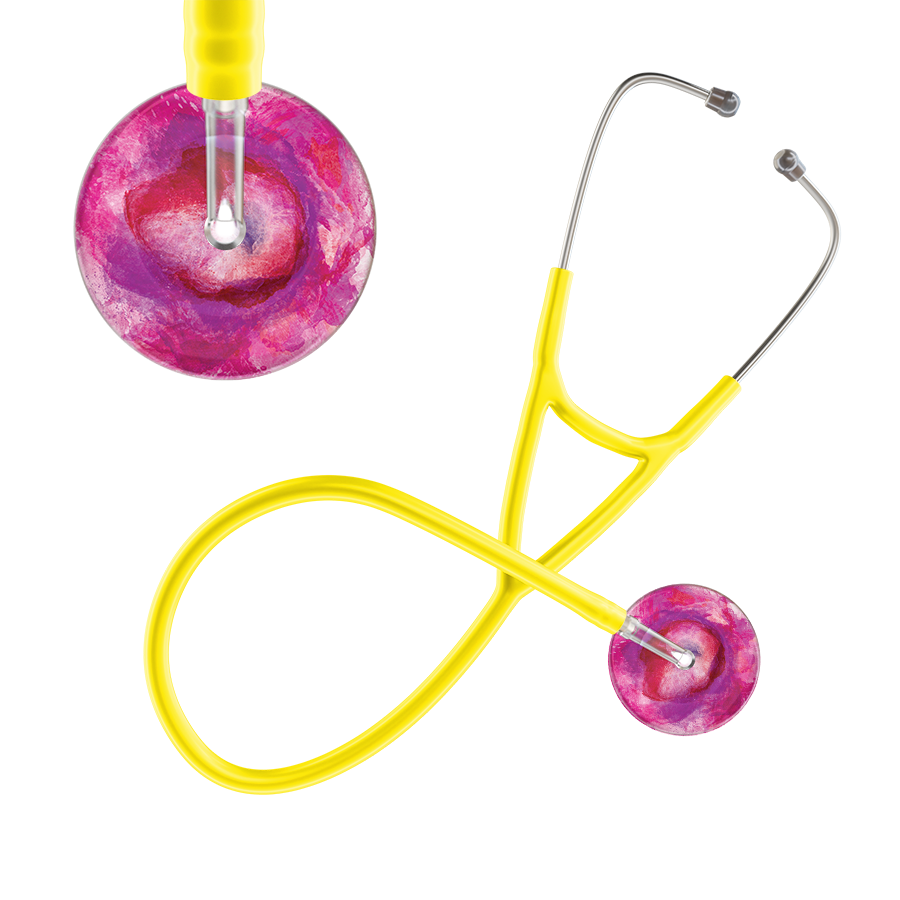 Ultrascope Single Stethoscope US076I9 / Adult / Yellow TieDye Single Color Stethoscope - Cardiology Watercolor Designs