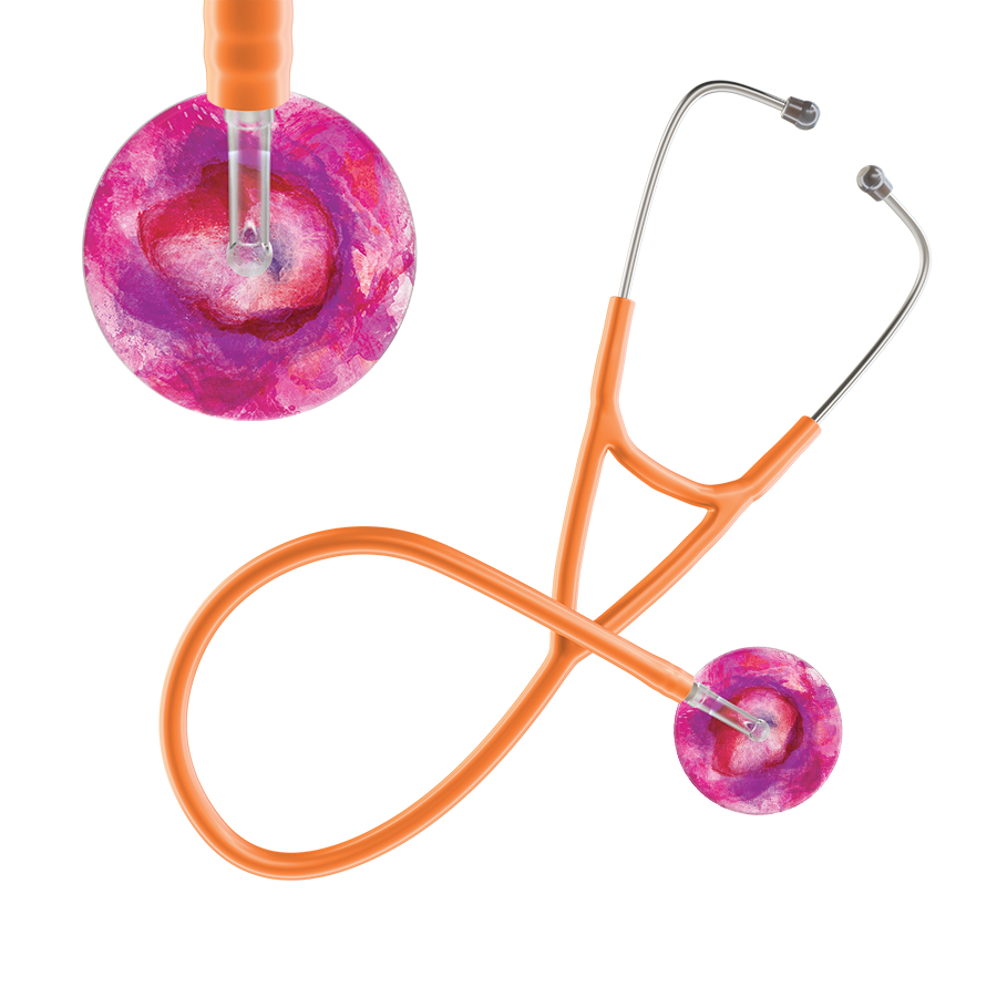 Ultrascope Single Stethoscope US076I9 / Adult / Orange TieDye Stethoscope - Cardiology Watercolor Designs