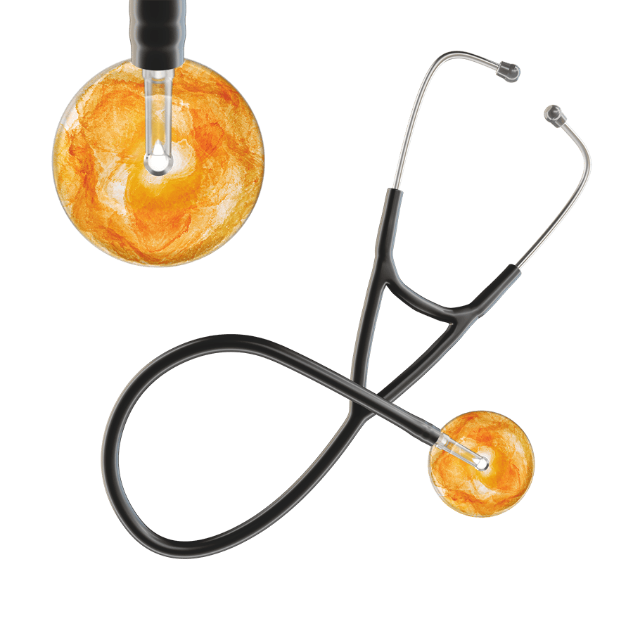 Ultrascope Single Stethoscope US076J10 / Pediatric / Black TieDye Single Color Stethoscope - Cardiology Watercolor Designs