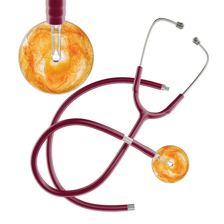 Ultrascope Single Stethoscope US076J10 / Pediatric / Burgundy Extended Tubing TieDye Single Color Stethoscope - Watercolor Designs