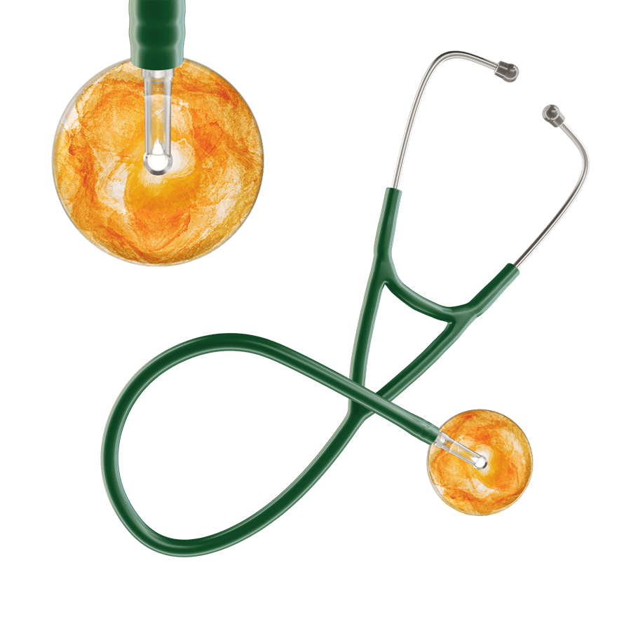 Ultrascope Single Stethoscope US076J10 / Adult / Dark Green TieDye Single Color Stethoscope - Cardiology Watercolor Designs