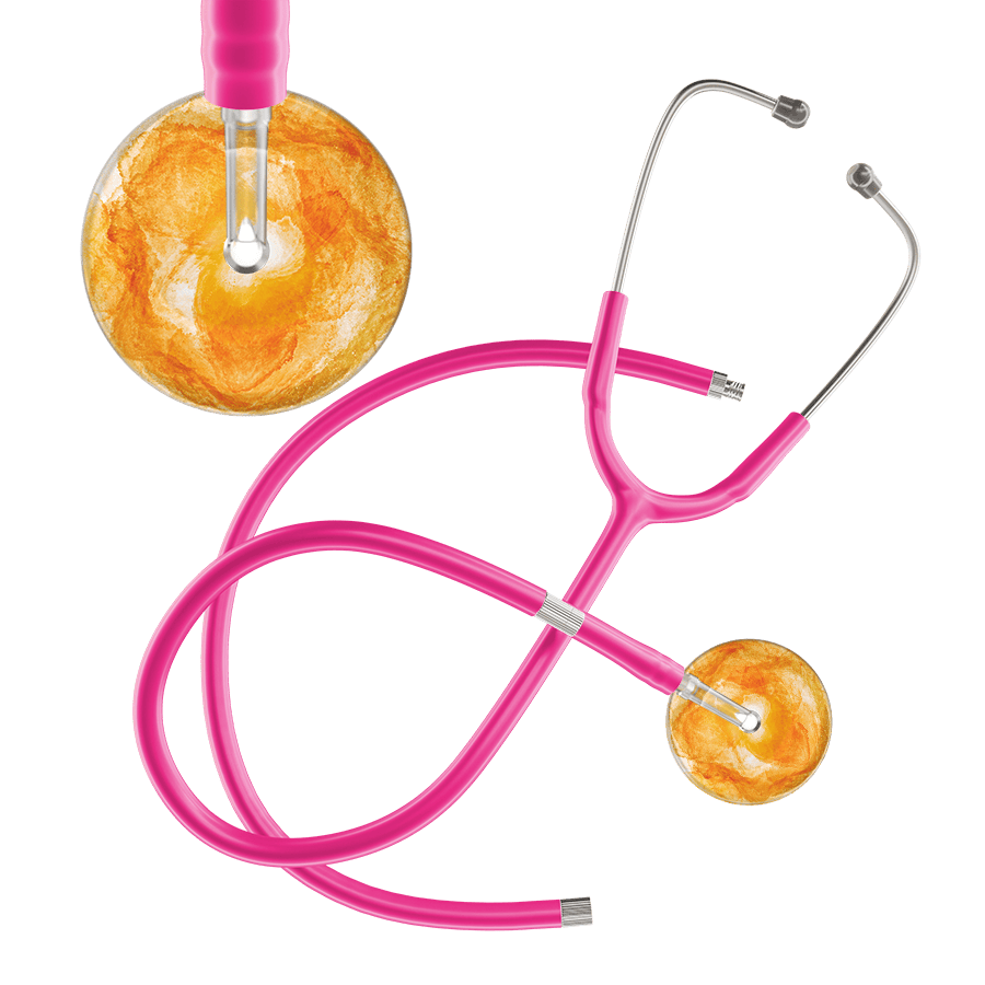 Ultrascope Single Stethoscope US076J10 / Adult / Hot Pink Extended Tubing TieDye Single Color Stethoscope - Watercolor Designs