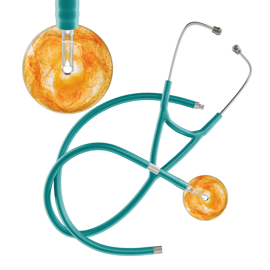 Ultrascope Single Stethoscope US076J10 / Adult / Jade Extended Tubing TieDye Single Color Stethoscope - Cardiology Watercolor Designs