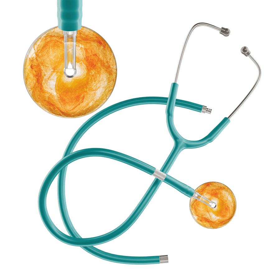 Ultrascope Single Stethoscope US076J10 / Adult / Jade Extended Tubing TieDye Single Color Stethoscope - Watercolor Designs