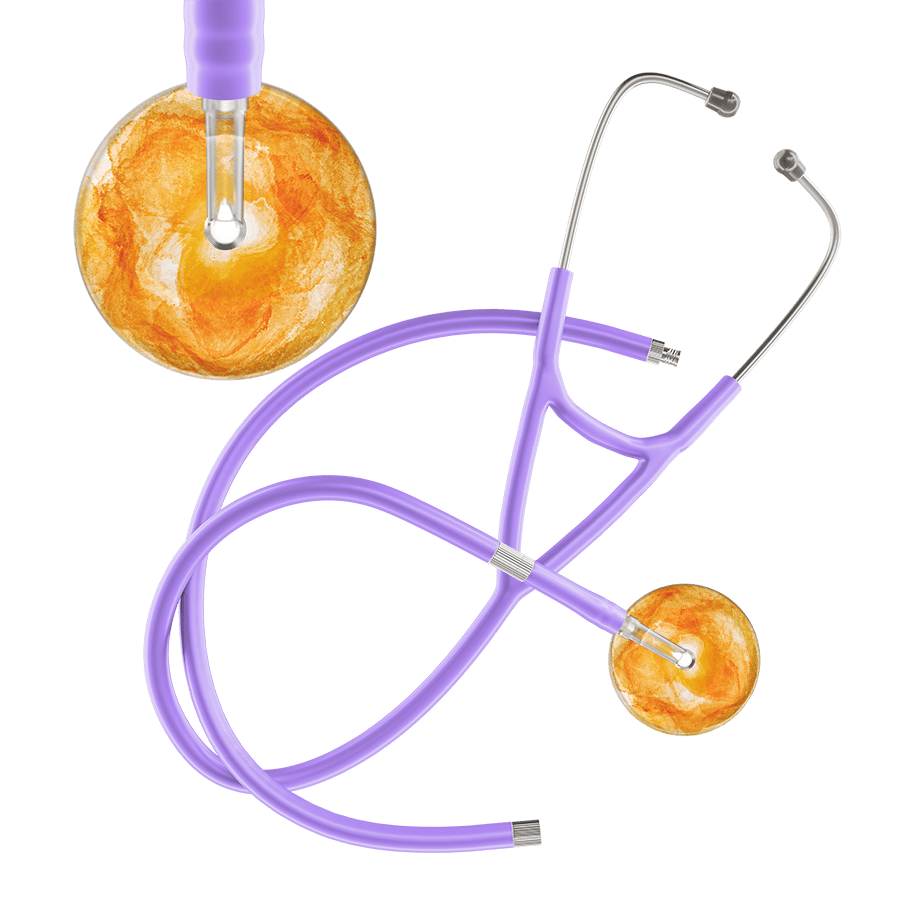 Ultrascope Single Stethoscope US076J10 / Pediatric / Lavender Extended Tubing TieDye Single Color Stethoscope - Cardiology Watercolor Designs