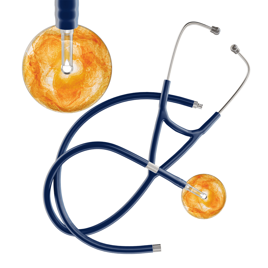 Ultrascope Single Stethoscope US076J10 / Adult / Navy Extended Tubing TieDye Single Color Stethoscope - Cardiology Watercolor Designs