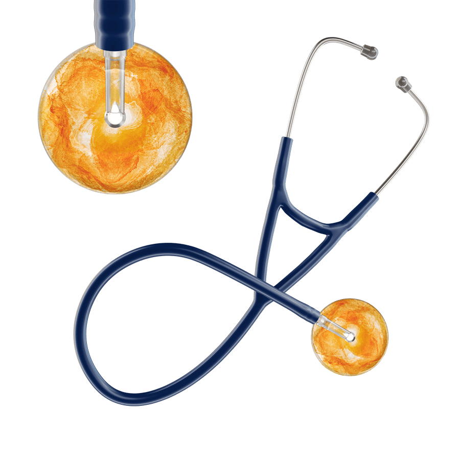 Ultrascope Single Stethoscope US076J10 / Pediatric / Navy TieDye Single Color Stethoscope - Cardiology Watercolor Designs