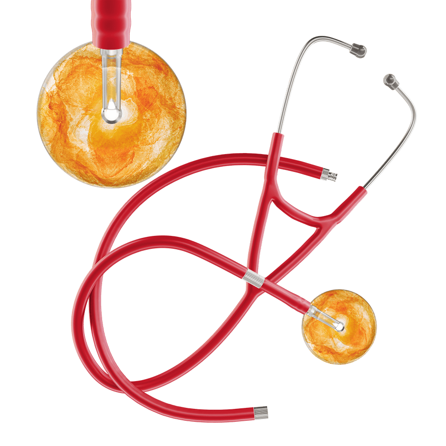 Ultrascope Single Stethoscope US076J10 / Pediatric / Red Extended Tubing TieDye Single Color Stethoscope - Cardiology Watercolor Designs
