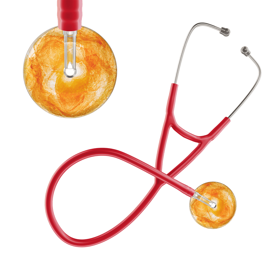 Ultrascope Single Stethoscope US076J10 / Pediatric / Red TieDye Single Color Stethoscope - Cardiology Watercolor Designs