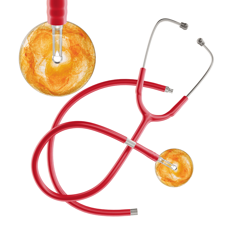 Ultrascope Single Stethoscope US076J10 / Adult / Red Extended Tubing TieDye Single Color Stethoscope - Watercolor Designs