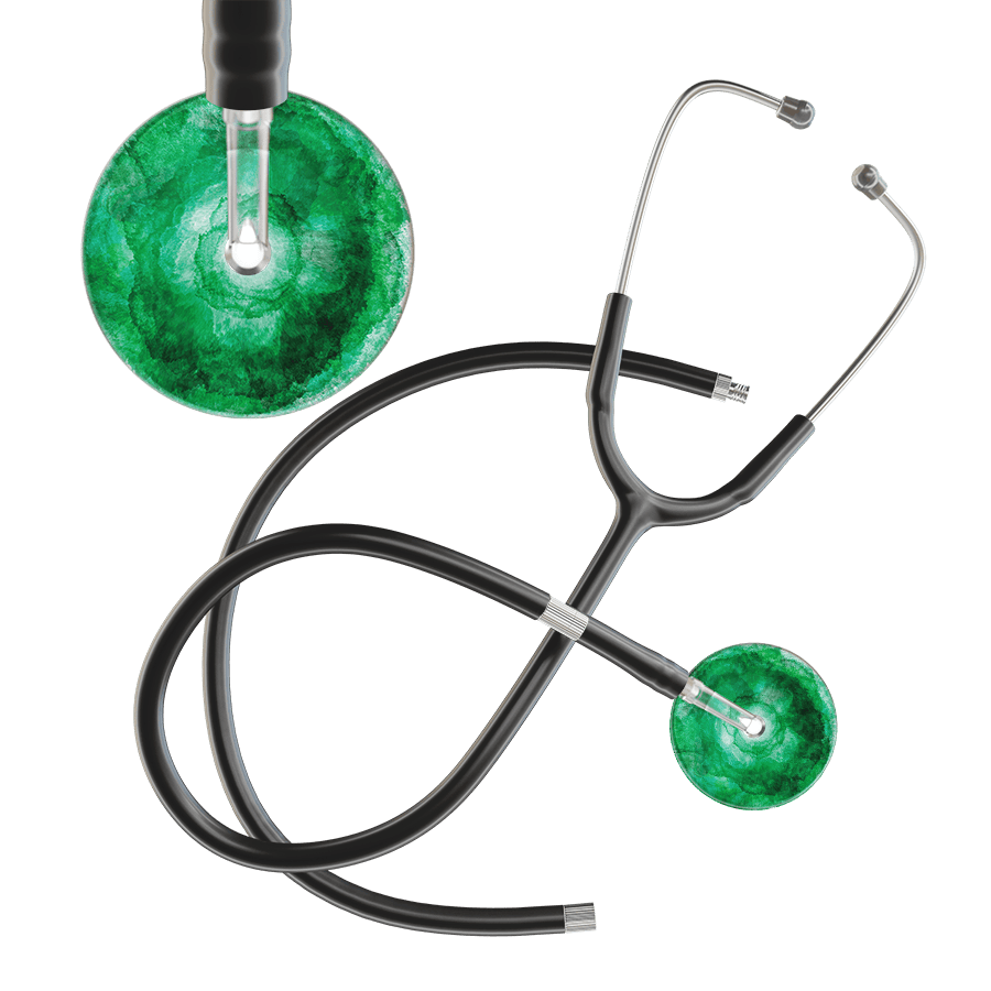Ultrascope Single Stethoscope US076K11 / Adult / Black Extended Tubing TieDye Single Color Stethoscope - Watercolor Designs