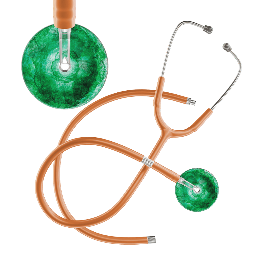 Ultrascope Single Stethoscope US076K11 / Pediatric / Caramel Extended Tubing TieDye Single Color Stethoscope - Watercolor Designs