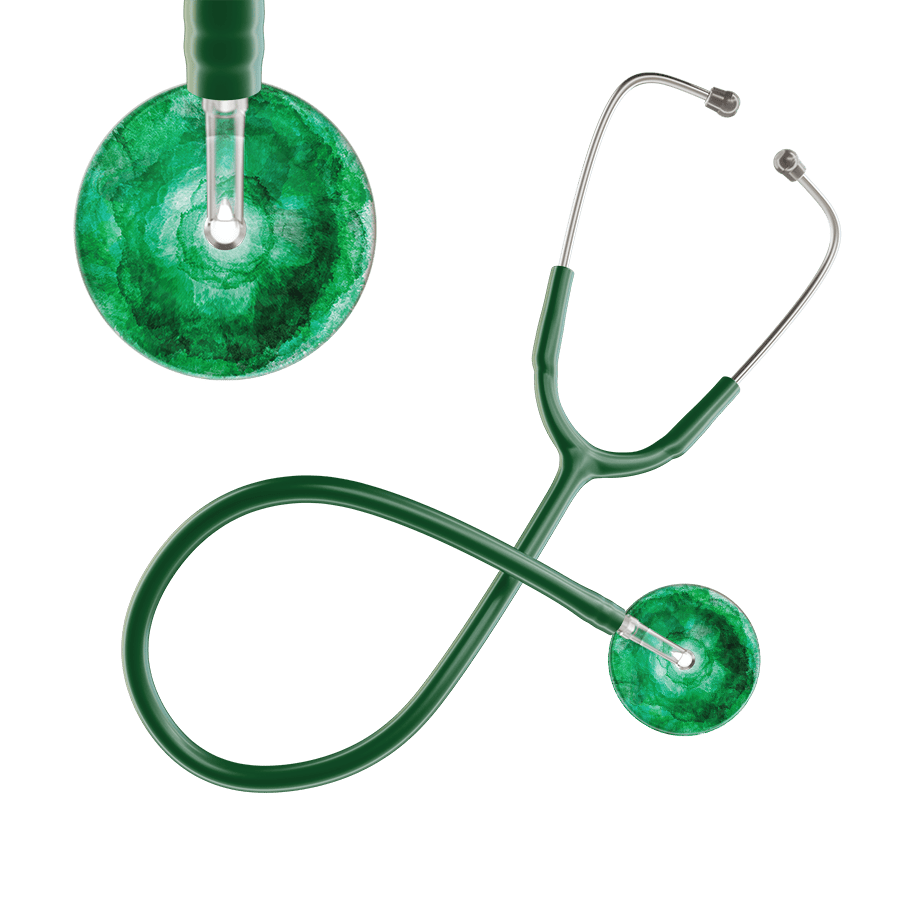 Ultrascope Single Stethoscope US076K11 / Adult / Dark Green TieDye Single Color Stethoscope - Watercolor Designs