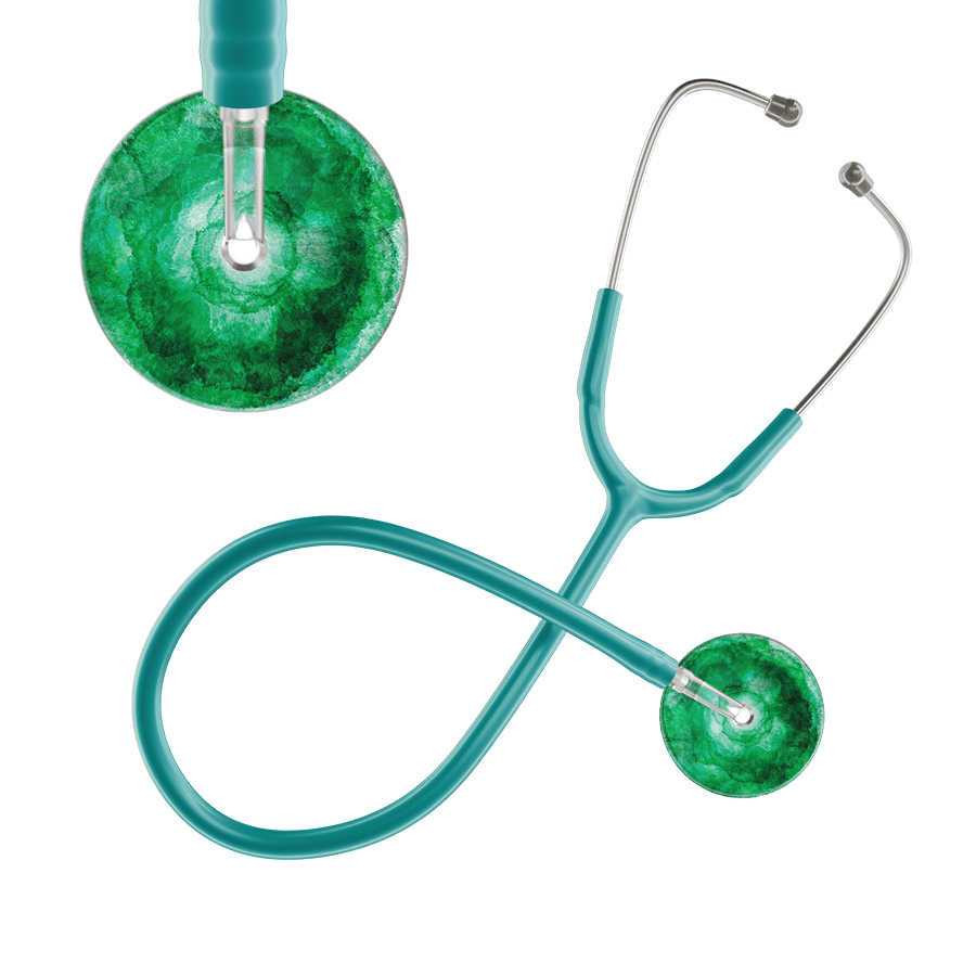 Ultrascope Single Stethoscope US076K11 / Pediatric / Jade TieDye Single Color Stethoscope - Watercolor Designs