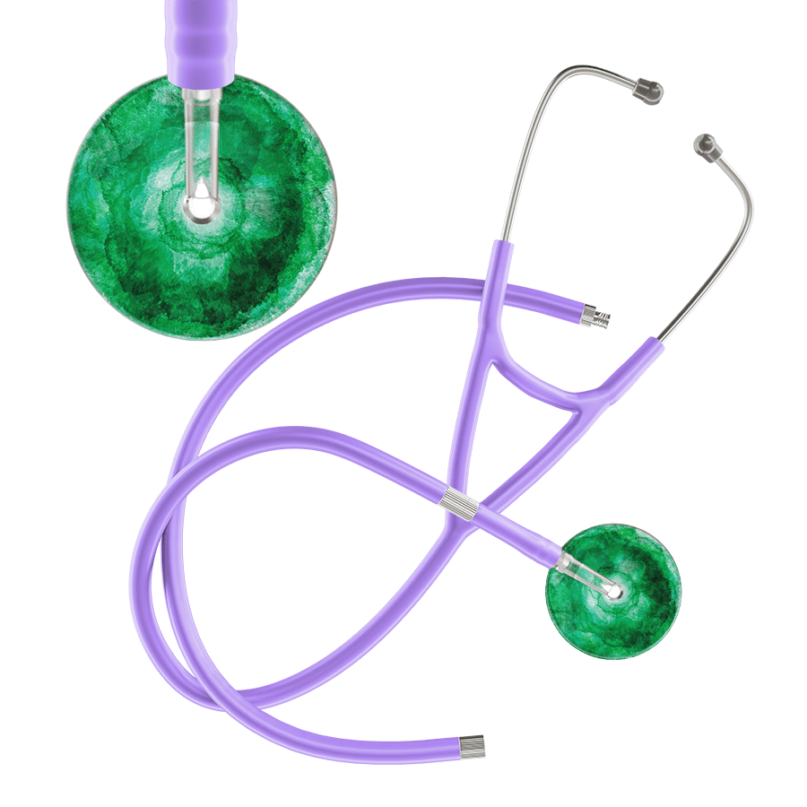 Ultrascope Single Stethoscope US076K11 / Pediatric / Lavender Extended Tubing TieDye Single Color Stethoscope - Cardiology Watercolor Designs