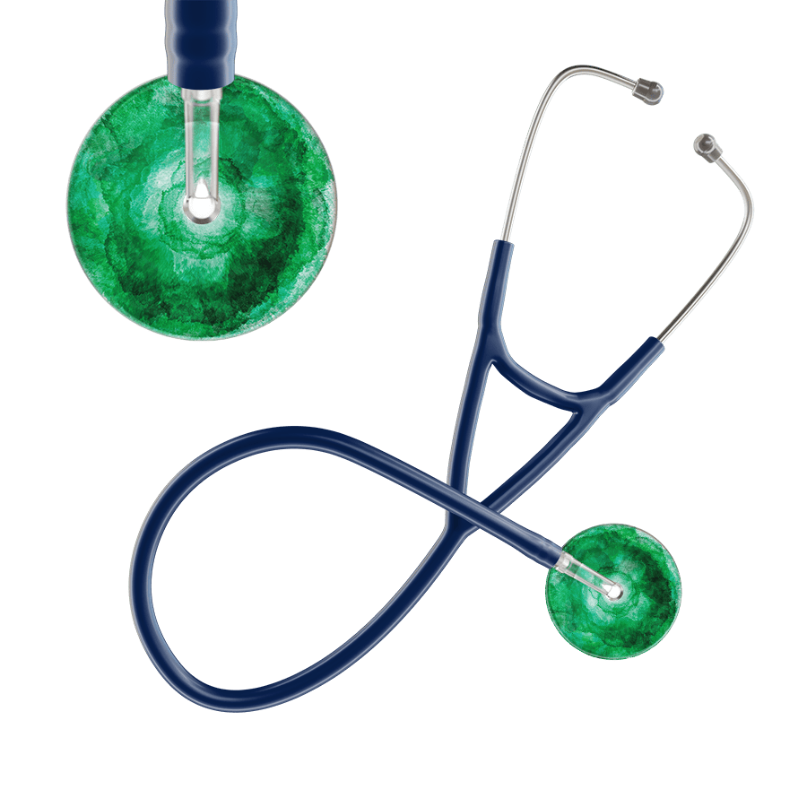 Ultrascope Single Stethoscope US076K11 / Pediatric / Navy TieDye Single Color Stethoscope - Cardiology Watercolor Designs