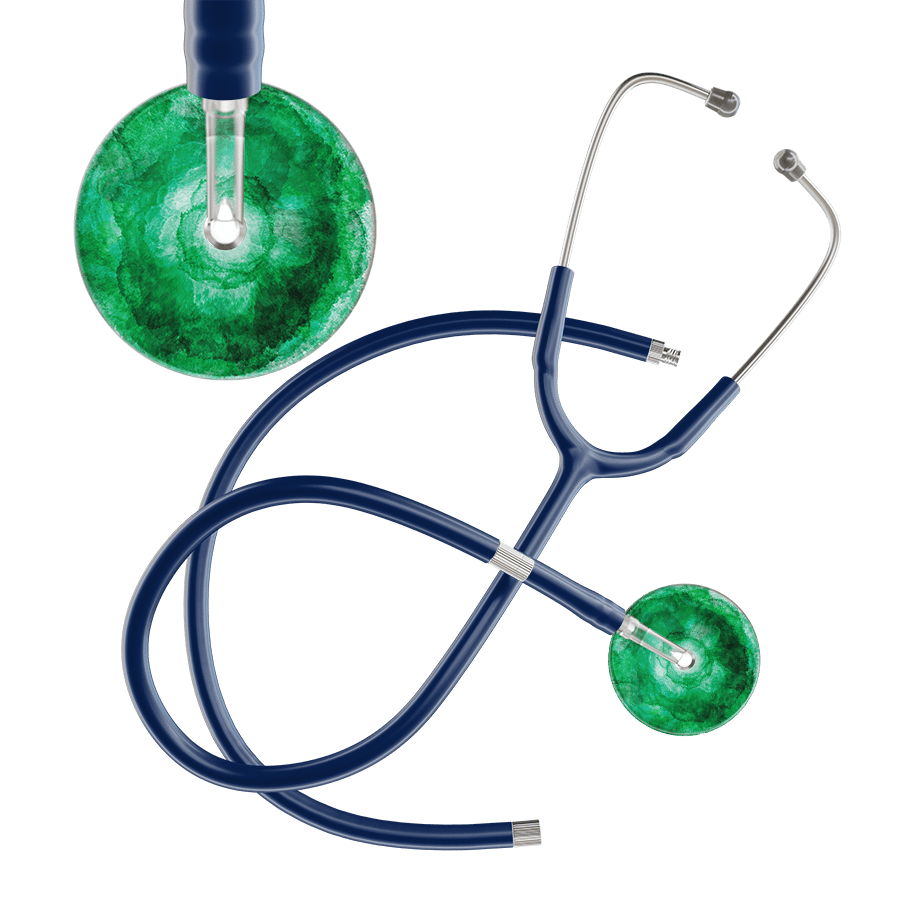 Ultrascope Single Stethoscope US076K11 / Adult / Navy Extended Tubing TieDye Single Color Stethoscope - Watercolor Designs