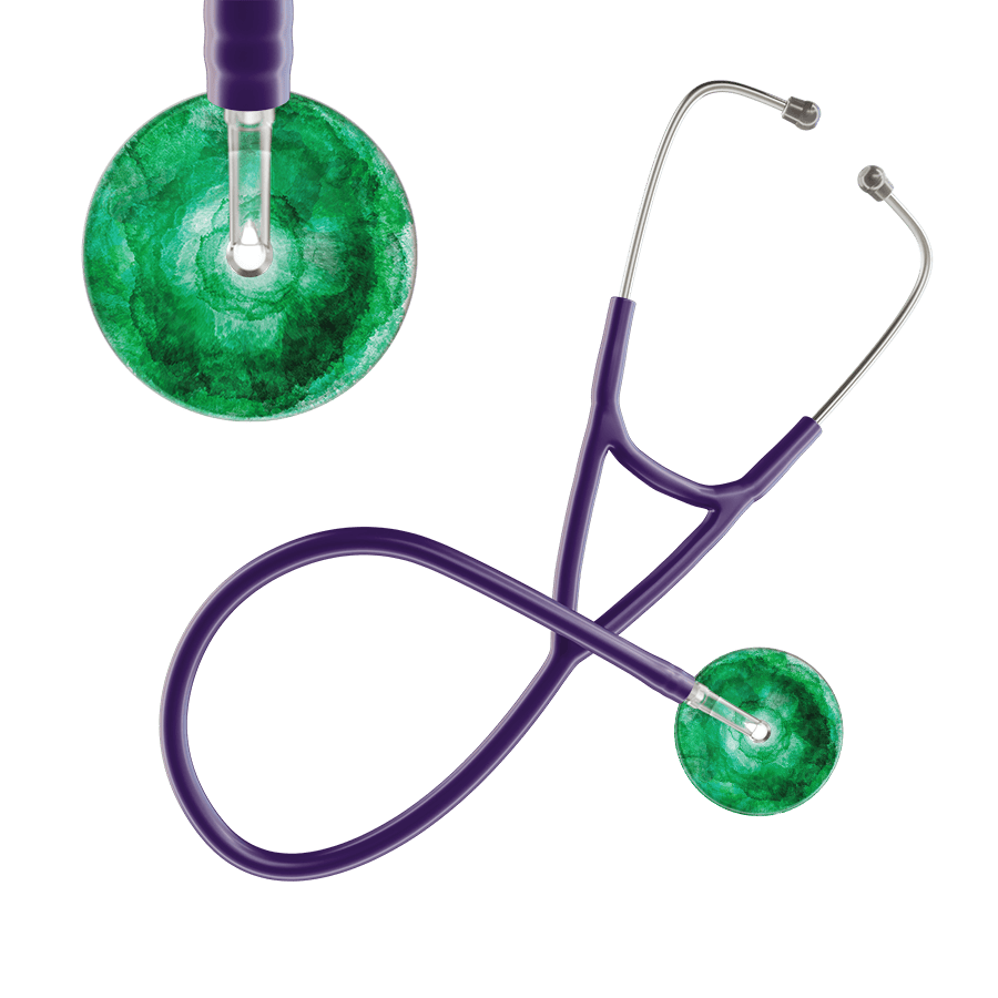 Ultrascope Single Stethoscope US076K11 / Adult / Purple TieDye Single Color Stethoscope - Cardiology Watercolor Designs